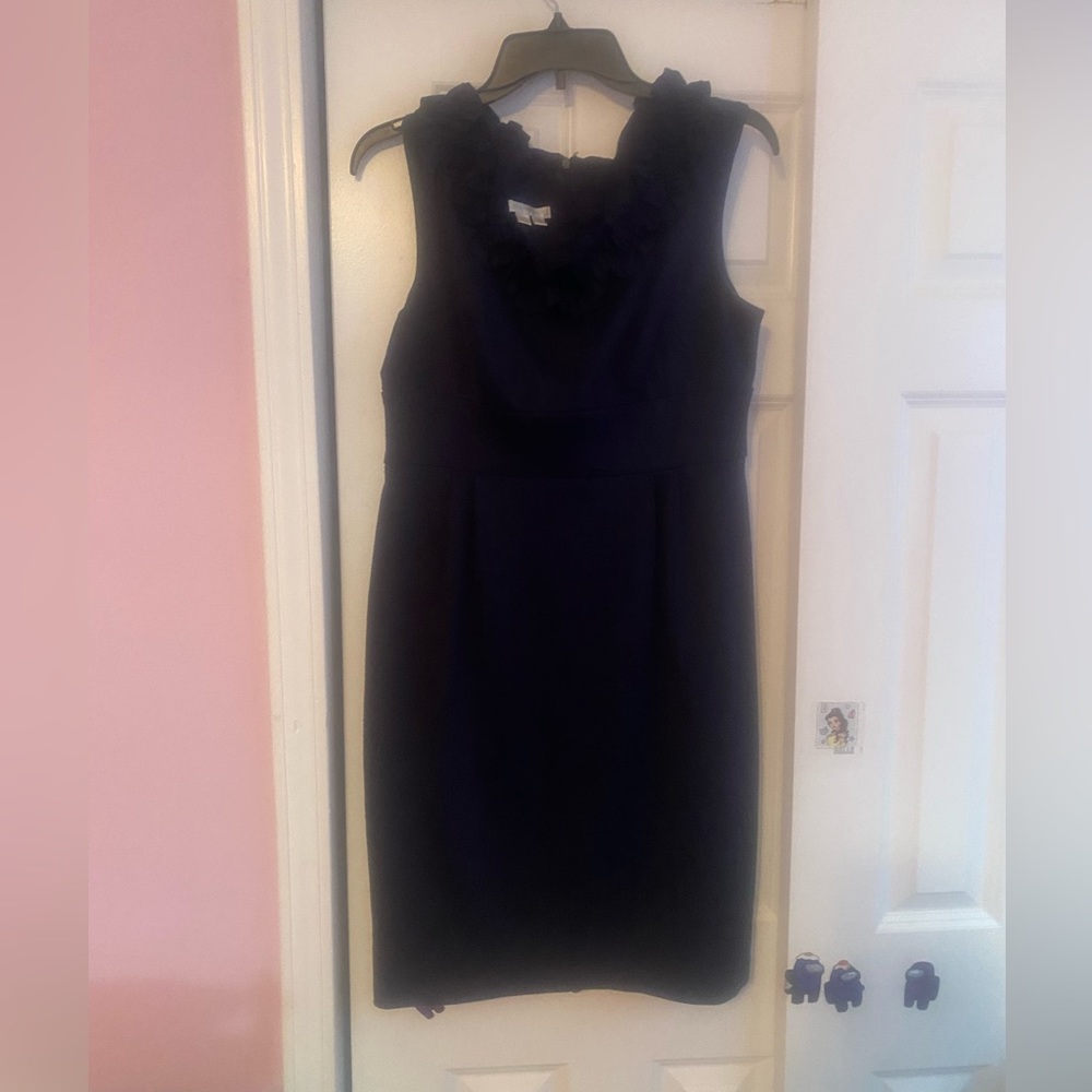 Navy with Ruffle neckline Dress